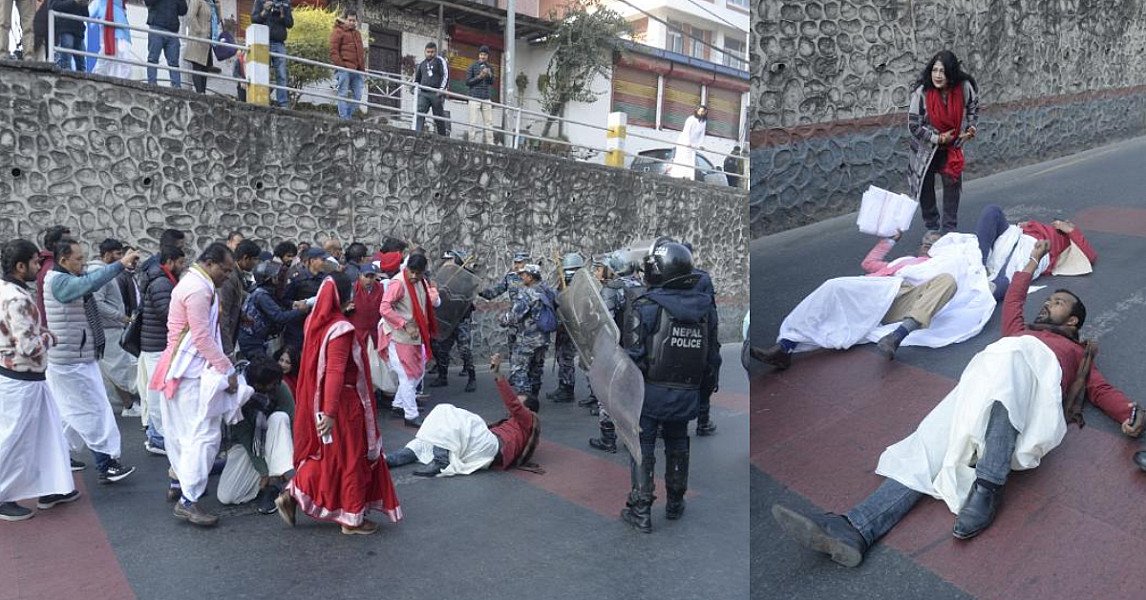 टोपी दिवससंगै धोती दिवस मनाउनेहरु प्रहरीद्वार पक्राउ